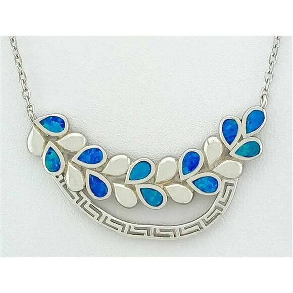 Genuine Opal Pendant Necklace .925 Sterling Silver